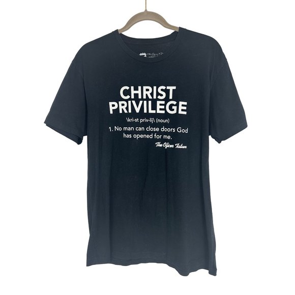 Size Large Jesus Christian Faith Christ‎ Privilege Shirt Black+White T-Shirt USA - Picture 1 of 3